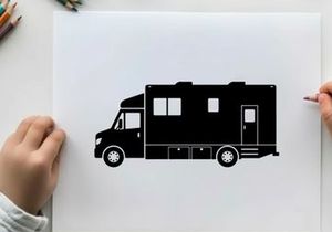Silhouette of a large recreational vehicle or motorhome