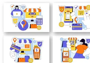 10 Merchant Services Vector Illustration