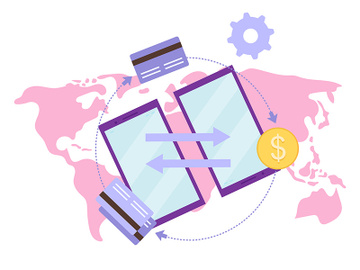 Global payment system flat vector illustration preview picture