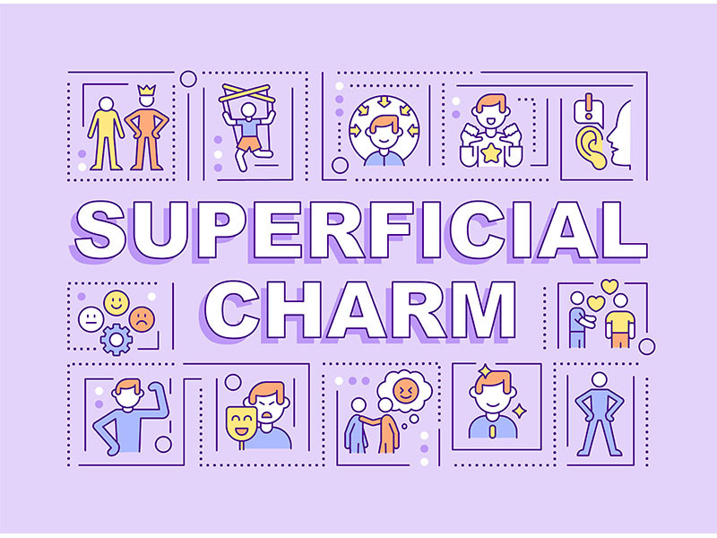 Superficial charm word concepts purple banner