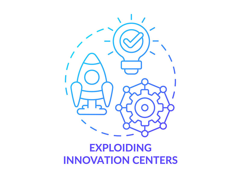 Exploding innovation centers blue gradient concept icon