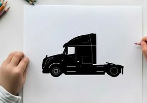 Silhouette of a semi truck with sleeper cabin