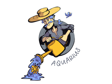 Aquarius zodiac sign man flat cartoon vector illustration preview picture