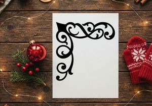 Elegant black decorative corner design for festive or wedding decor