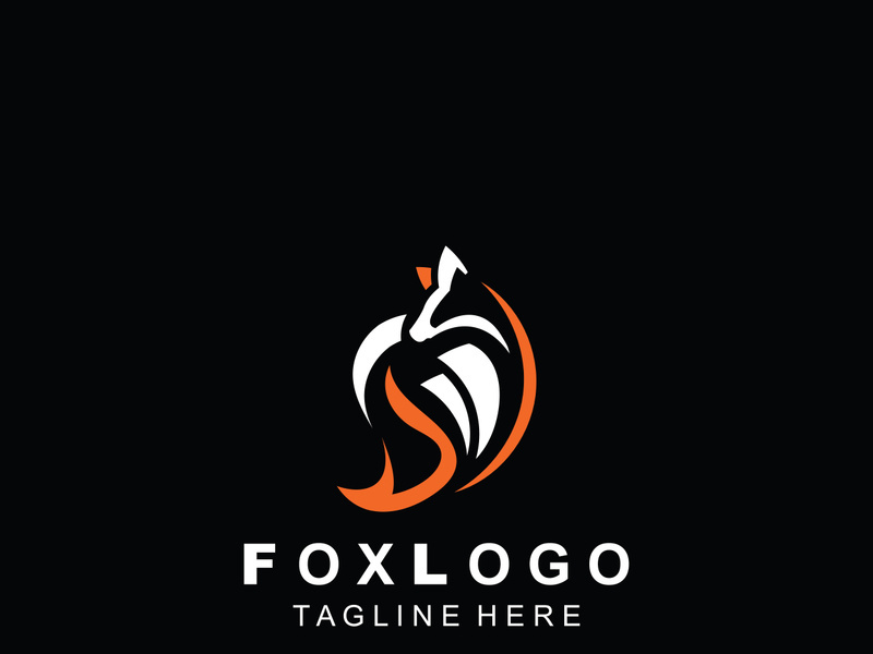 Fox logo design simple and minimalist template. abstract animal Fox tail illustration
