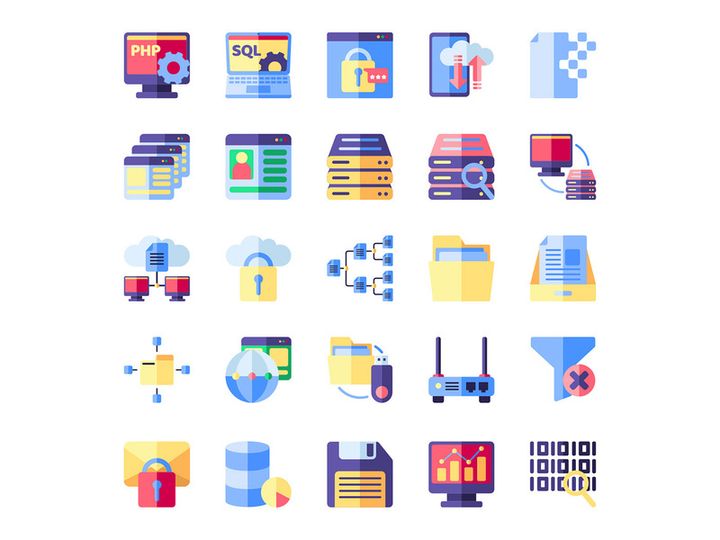 25 Database Icon Set