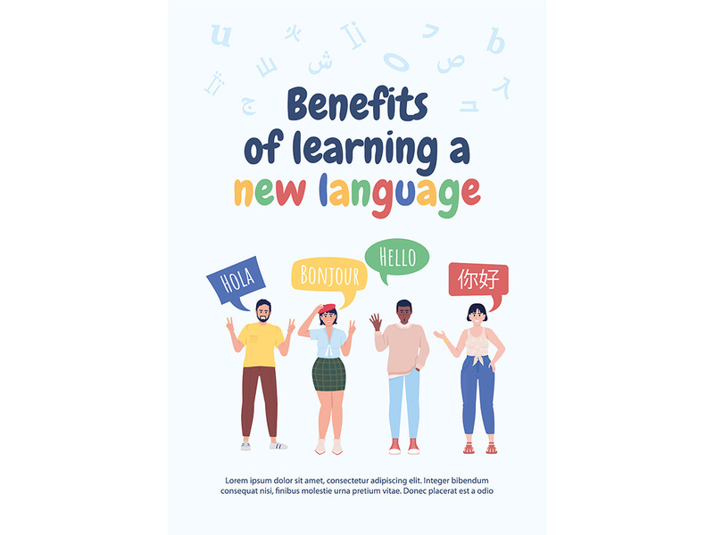 Benefits of learning new language flat vector banner template