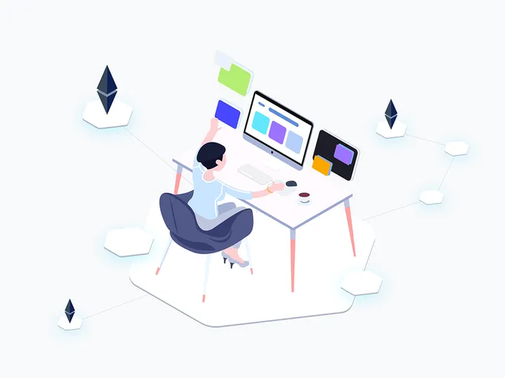Isometric Graphic Blockchain Data