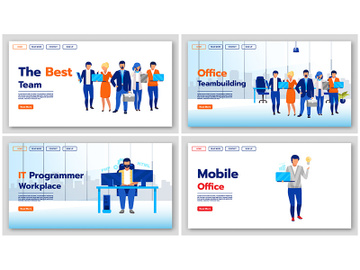 Business landing page vector templates set preview picture