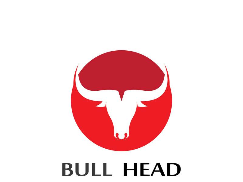 Retro vintage bull head horns logo.