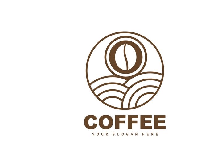 coffee bean drink logo design in brown color vector illustration