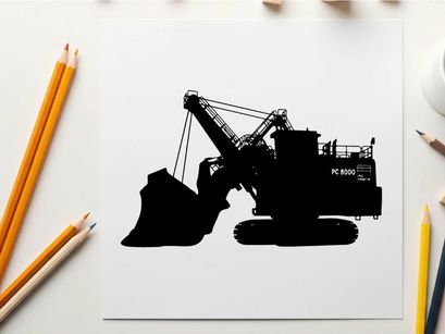 Silhouette of a large excavator or digger machine