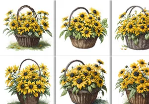 Watercolor Floral Flower Basket Design