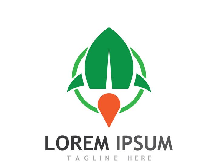 Natural green leaf logo design.