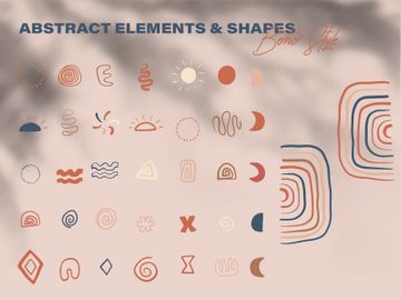 Minimalist abstract nature art shapes boho style. doodle natural concept. Modern hand drawn plant leaf and tropical shape decoration set. preview picture