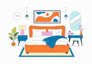 10 Bedroom Vector Illustration