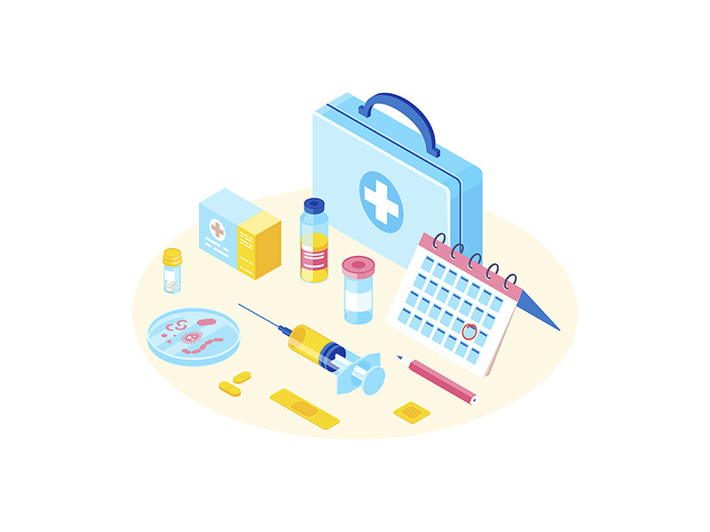 Medical equipment isometric color vector illustration