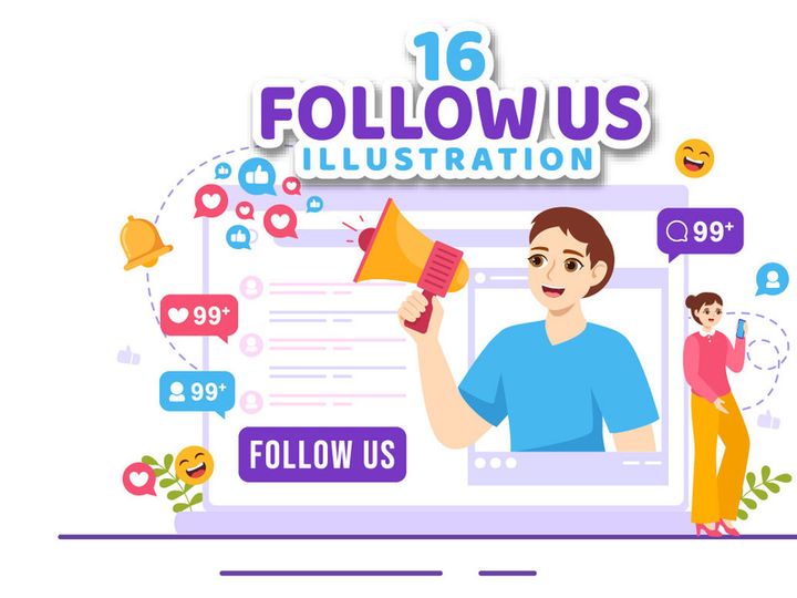 16 Follow Us and Like Illustration