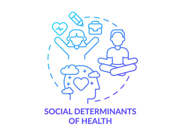 Social determinants of health blue gradient concept icon preview picture