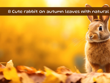 Cute little rabbit on autumn leaves with natural bokeh preview picture