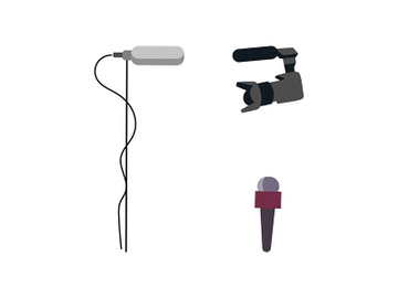 Journalist equipment flat color vector objects set preview picture