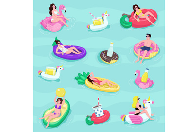 Pool party flat vector seamless pattern preview picture