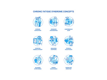 Chronic fatigue syndrome concept icons set preview picture