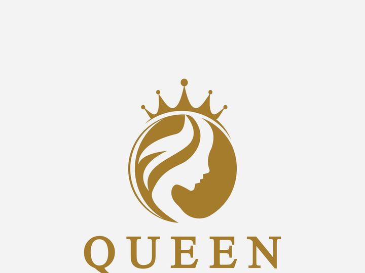 Beautiful face queen icon logo.for queen logo.Beauty woman hair salon golden logo. cosmetic, skin care business logo