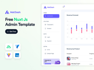 MatDash Free Vuetify NuxtJs Admin Dashboard Template preview picture