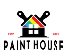 logo icon illustration house paint with a blend of brushes and rollers for house wall paint design, minimalist house, painting, interior, building, property business, wallpaper, vector concept