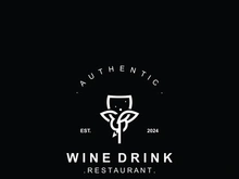 Wine drink Vintage logo label with glass or beer premium, bars, clubs, cafes company