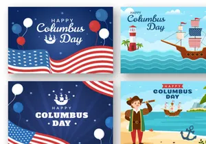 17 Happy Columbus Day National Holiday Illustration