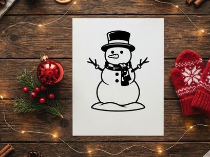 Cute Snowman with Top Hat and Scarf for Winter Holiday Decor