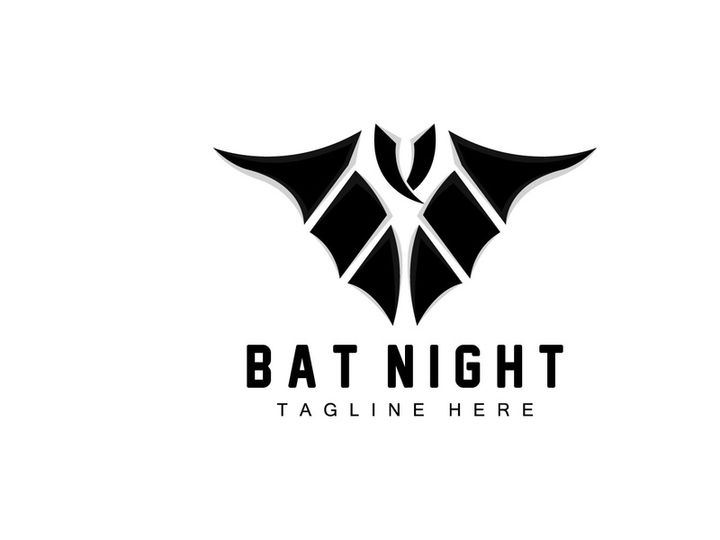 Bat Logo, Hanging Bat Animal Vector, Hallowen Night Animal Icon Design
