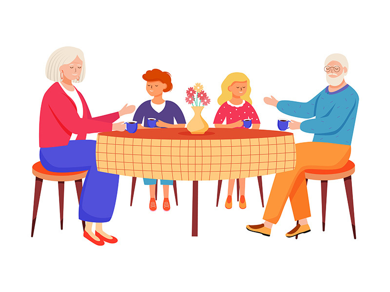 Retired people flat vector illustration