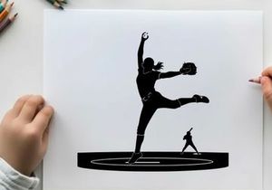 Silhouette of a softball pitcher in action throwing a ball