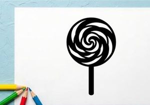 Black and White Spiral Lollipop on Stick for Candy and Confectionery