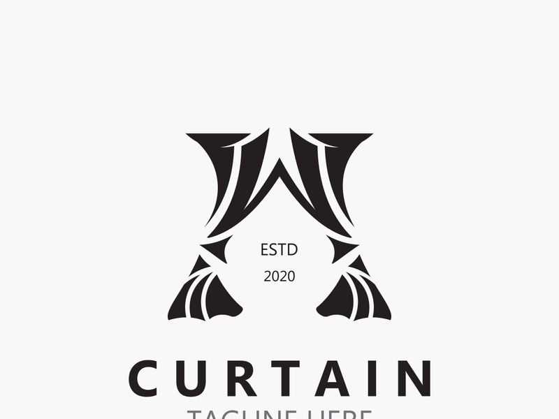 Curtain logo decoration style minimalist elegant vector design illustration