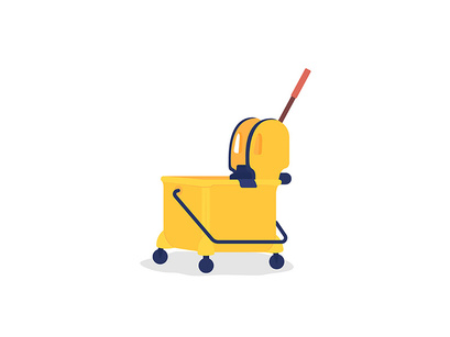 Janitor mopping floor flat color vector character