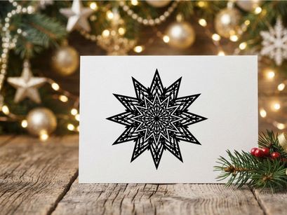 Desain Bintang Mandala Hitam Putih yang Rumit untuk Dekorasi Liburan