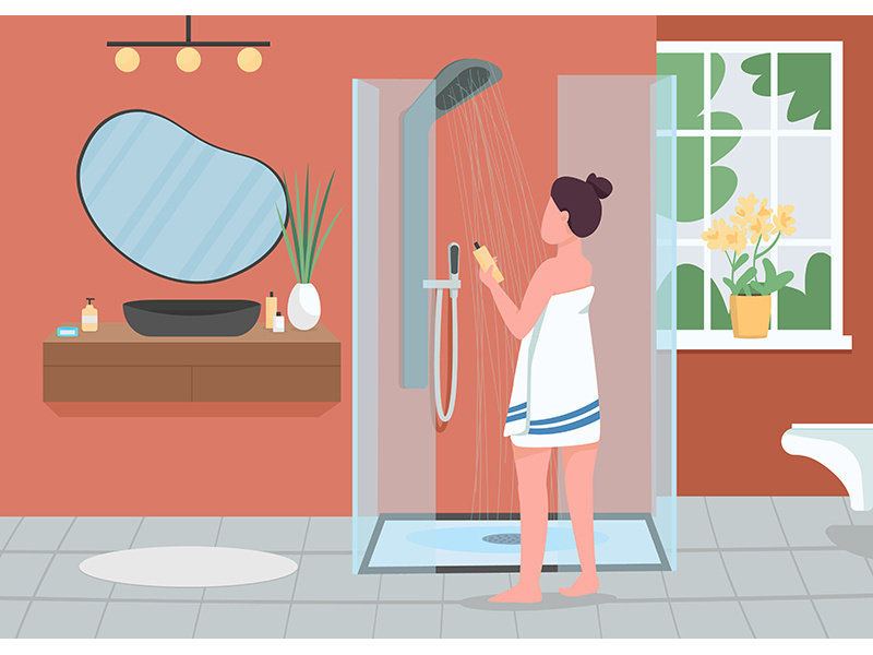 Daily hygiene routine flat color vector illustration