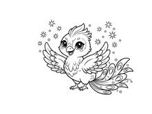 Cute winter owl flying snowflakes vector illustration flat design