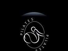 Abstract Pilates Logo, Yoga identity body balance vector monoline Design Template. wellness lifestyle