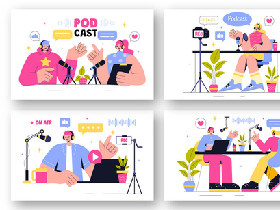 13 Podcast Studio Illustration