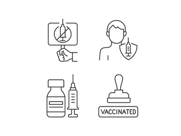 Immunization against virus linear icons set preview picture