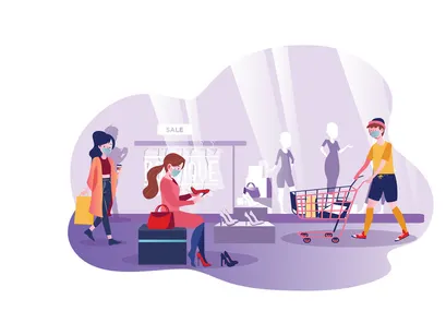 M105_People wearing mask Illustrations