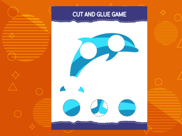 10 Pages Cut and glue game for kids with fish. Cutting practice for preschoolers. Education worksheet. preview picture