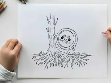 Cute cartoon alarm clock with roots growing vector illustration preview picture