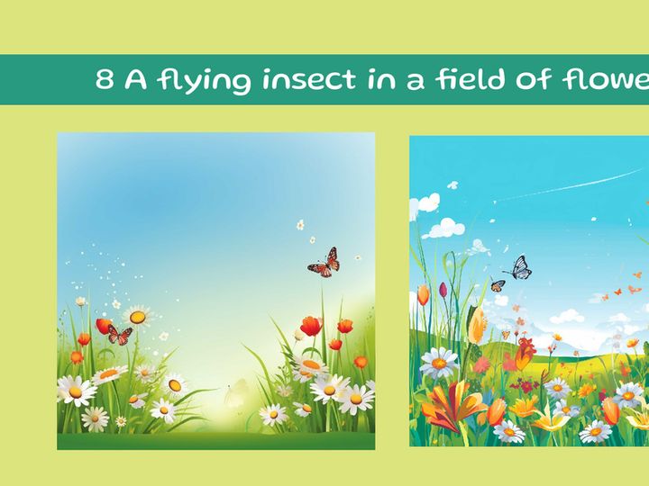 A flying insect in a field of flowers