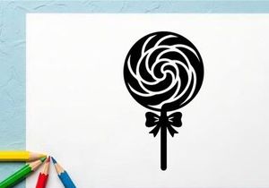 Black and White Lollipop with Bow Tie Design for Halloween or Party Decor